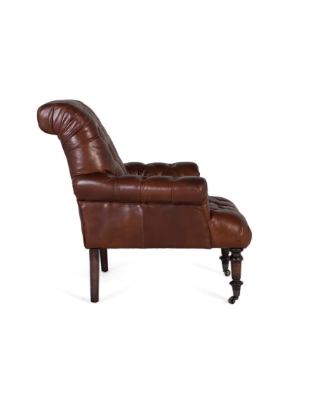 Sillón de Piel Marrón Oscuro Giner y Colomer – Estilo Clásico y Elegancia Atemporal