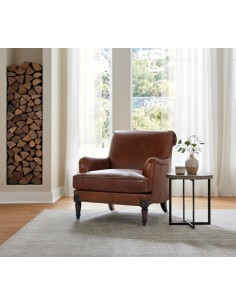 Sillón en Piel Marrón Giner y Colomer – Estilo Clásico y...