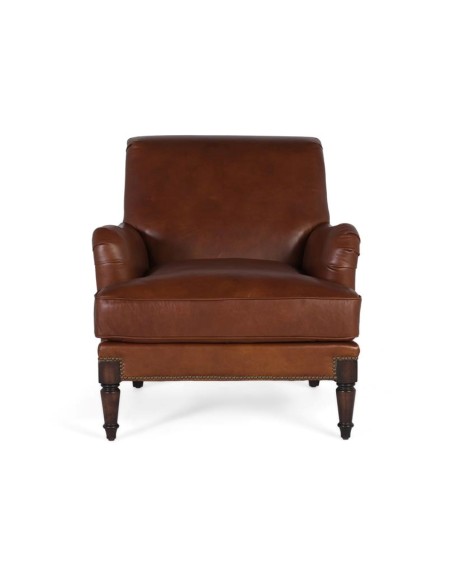 Sillón en Piel Marrón Giner y Colomer – Estilo Clásico y Confort Atemporal