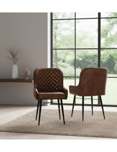 Silla de Piel Marrón Envejecido Giner y Colomer – Diseño...