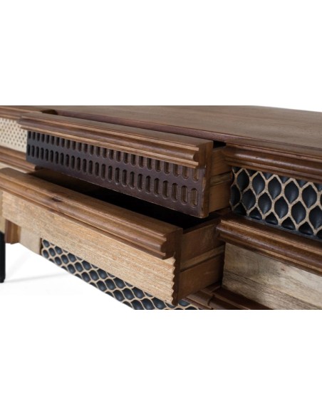 Mueble TV de Madera de Mango Giner y Colomer – Diseño Geométrico y Natural