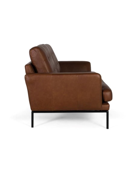 Sofá 3 Plazas de Piel Marrón Giner y Colomer – Diseño Capitonné y Estilo Vintage