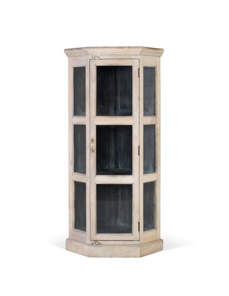 Vitrina Rinconera de Madera de Mango Giner y Colomer – Diseño Triangular y Estilo Natural