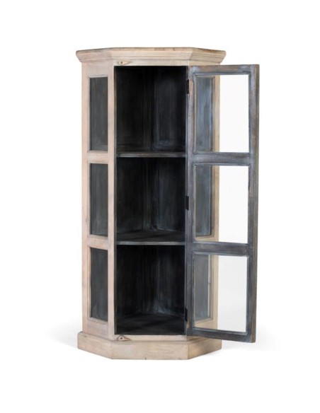 Vitrina Rinconera de Madera de Mango Giner y Colomer – Diseño Triangular y Estilo Natural