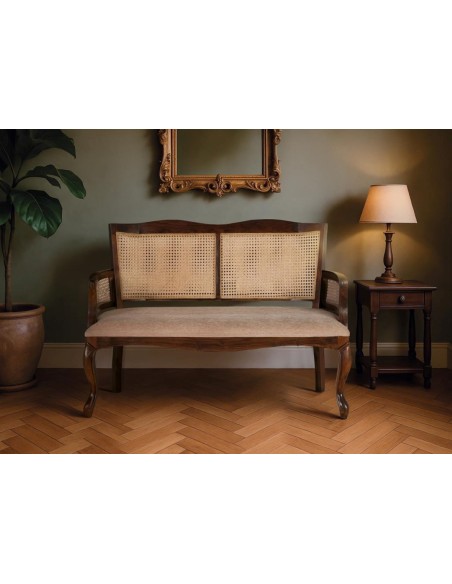 Banca de Madera de Acacia Giner y Colomer – Estilo Colonial y Vintage