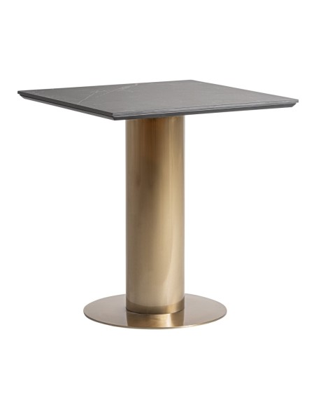 Mesa bar Tasque en acero dorado y porcelánico negro Vical Home