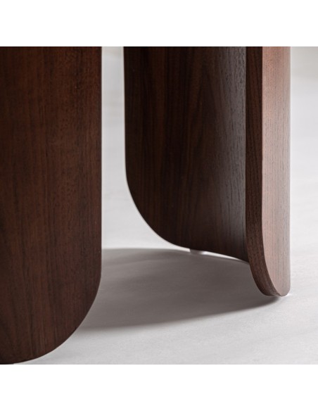 Mesa de Comedor Lherm Vical Home – Porcelánico Blanco y Madera Marrón de Estilo Contemporáneo