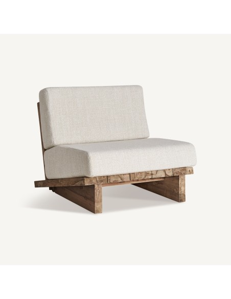 Sillón Pure Vical Home – Madera de Teka Reciclada y Tapizado Blanco en Polipropileno Reciclado