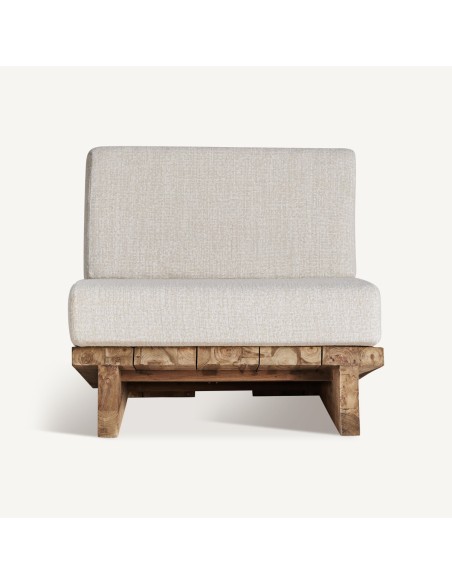 Sillón Pure Vical Home – Madera de Teka Reciclada y Tapizado Blanco en Polipropileno Reciclado