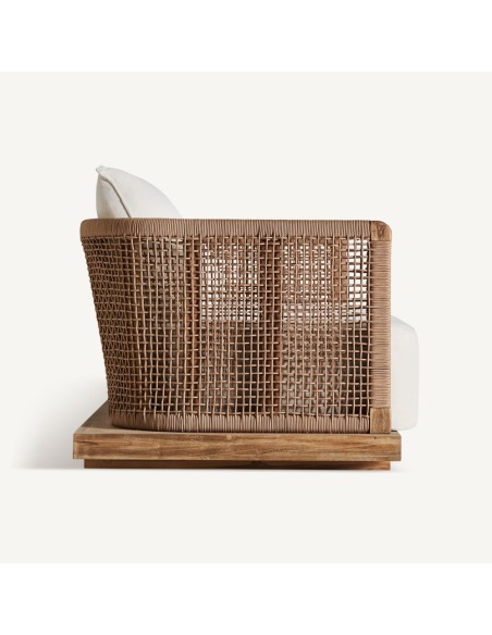Sofá Trena de Teca Reciclada y Polipropileno Blanco – Vical Home