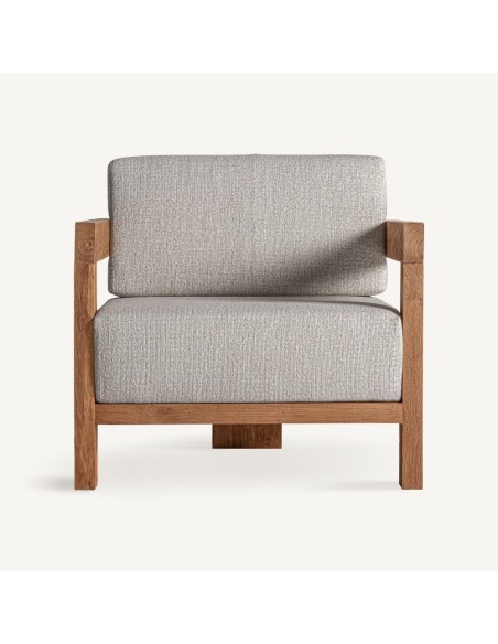 Sillón Testa de Vical Home en Teca Reciclada y Polipropileno Blanco – Diseño Natural y Sostenible