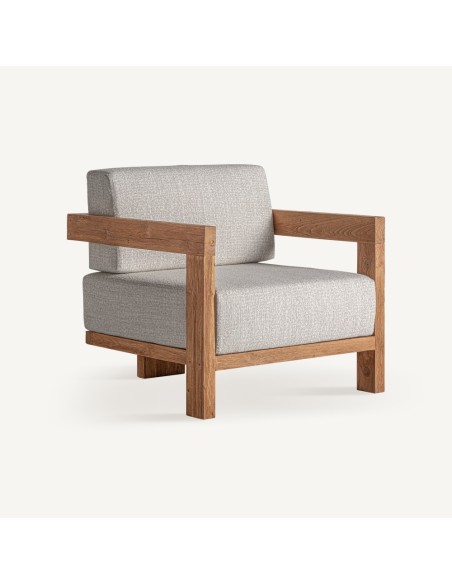 Sillón Testa de Vical Home en Teca Reciclada y Polipropileno Blanco – Diseño Natural y Sostenible