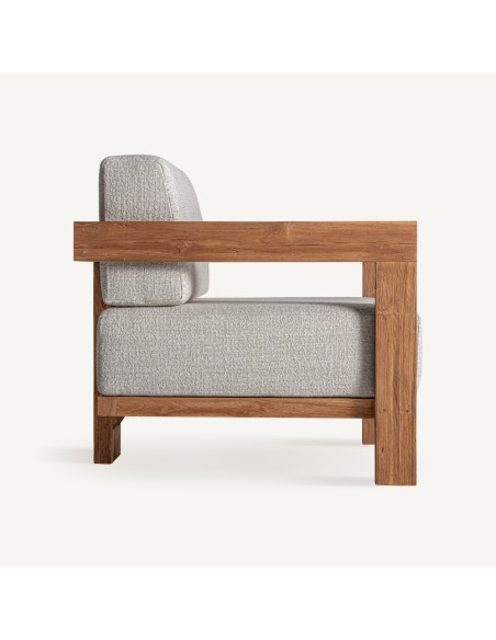 Sillón Testa de Vical Home en Teca Reciclada y Polipropileno Blanco – Diseño Natural y Sostenible