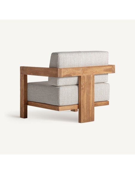 Sillón Testa de Vical Home en Teca Reciclada y Polipropileno Blanco – Diseño Natural y Sostenible