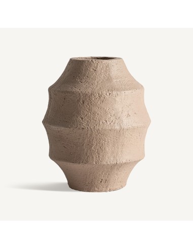 Jarrón de Cemento Marrón Claro con Fibra de...