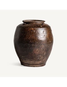 Jarrón Clark de Cerámica Marrón – Estética Colonial de...