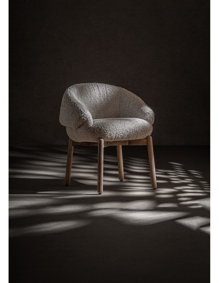 Silla jacquard de Madera de Roble y Tapizado Gris – Vical