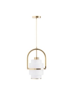 Lámpara de colgar en cristal blanco y acero bronce –... 2