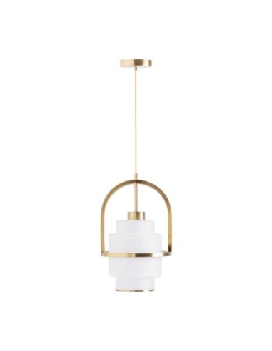 Lámpara de colgar en cristal blanco y acero...