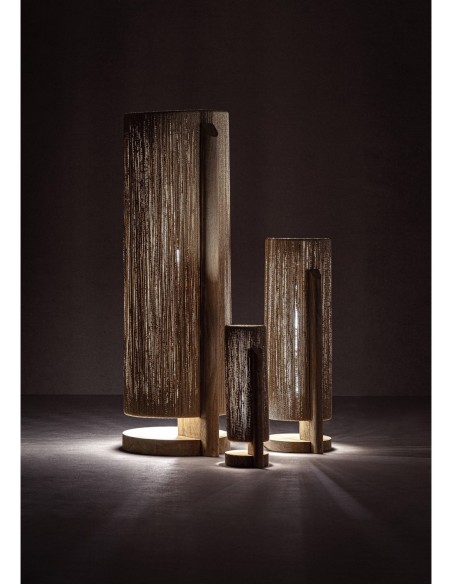 Lámpara de pie Jacquard de Vical Home – lámpara de diseño en madera de mango y rafia natural