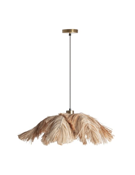 Lámpara Colgante de Fibra Natural, Hierro Negro y Acero Dorado – Vical Home