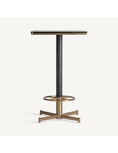 Mesa Bar Art Decó de Acero y Mármol Sintético –...