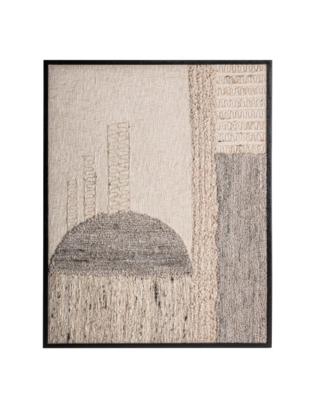 Cuadro Urzuri en yute y algodón con marco de madera de mango – Vical Home | 120x4x150 cm