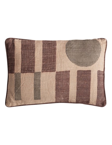 Cojín Anzaty de yute beige con fibra natural en tonos verdes – Vical Home | 60x20x40 cm