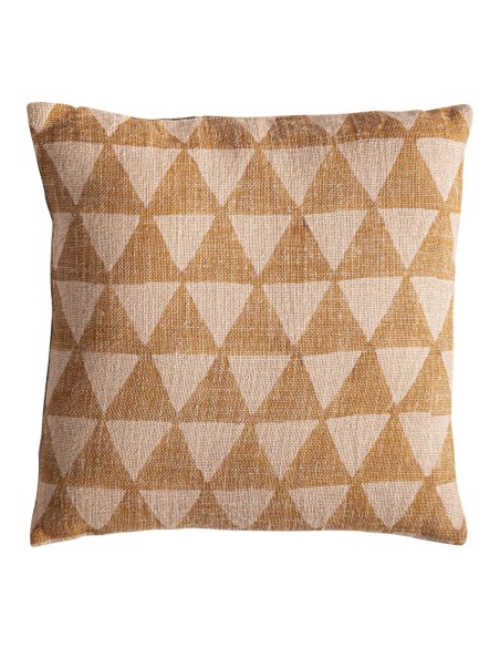 Cojín Khonsu de yute beige y fibra natural ocre – Vical Home | 45x20x45 cm