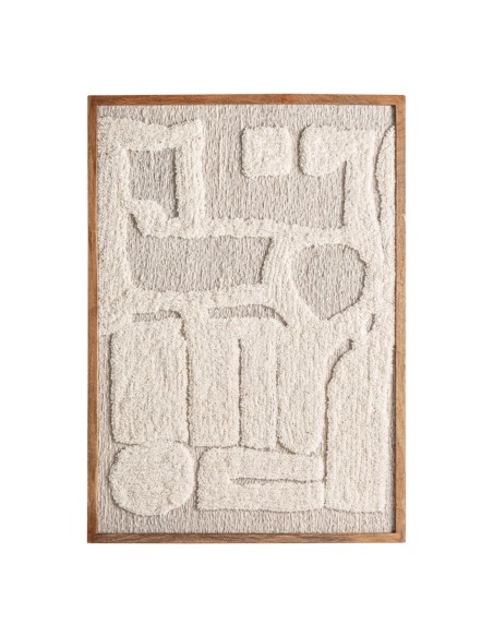 Cuadro Triton Contemporáneo en Algodón Beige y Madera de Mango – Vical Home