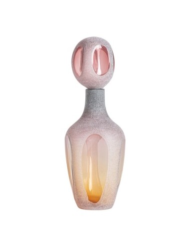 Jarrón Yaeko Alto de Vidrio Rosa y Ámbar –...