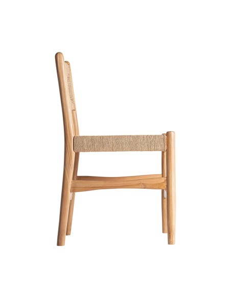 Silla Agia de VICAL HOME – Madera de Teka y Asiento de Cáñamo en Color Marrón