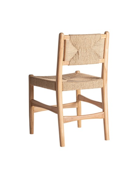 Silla Agia de VICAL HOME – Madera de Teka y Asiento de Cáñamo en Color Marrón
