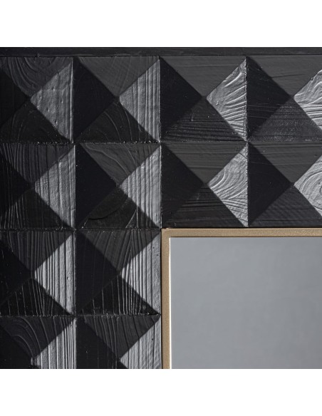 Espejo Morzine de Vical Home en Fresno Negro con Detalles Dorados | Estilo Art Déco