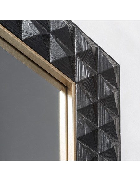 Espejo Morzine de Vical Home en Fresno Negro con Detalles Dorados | Estilo Art Déco