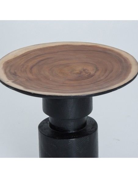 Mesa auxiliar sauris Redonda de Madera Tropical Negra – VICAL Home