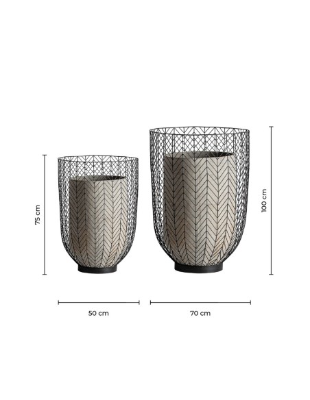 Macetero j/2 plissé metal