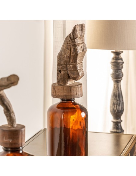 Botella Decorativa Vintage Vical Home – Caballo de Madera y Historia Artesanal