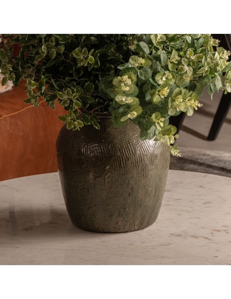 Jarrón Gawan de Vical Home – Jarrón decorativo de cerámica chocolate envejecida estilo oriental 48 cm