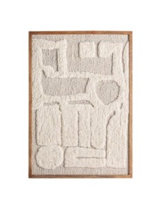 Cuadro Triton Contemporáneo en Algodón Beige y Madera de...