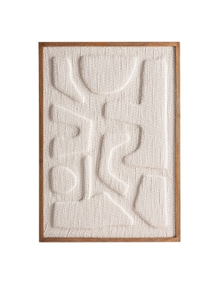 Cuadro Sobek Contemporáneo en Algodón Blanco Roto y Madera de Mango – Vical Home