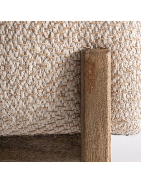 Sillón Liermo Contemporáneo en Yute Blanco Roto y Madera de Mango – Vical Home