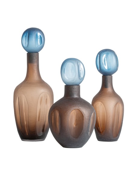 Jarrón Mei Alto de Vidrio Marrón y Azul – Vical Home