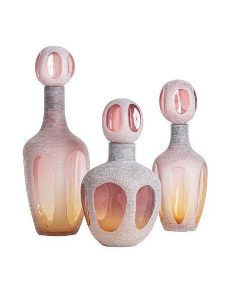 Jarrón Yaeko XL de Vidrio Rosa y Ámbar – Vical Home