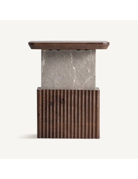 Mesa auxiliar Anzex Vical Home de madera de mango y mármol – Estilo contemporáneo