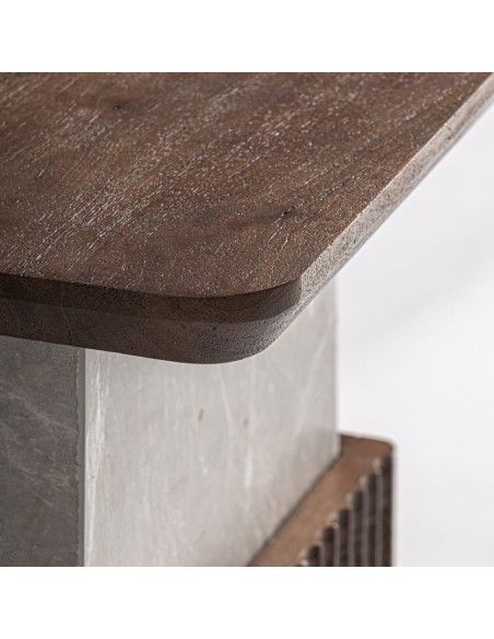 Mesa auxiliar Anzex Vical Home de madera de mango y mármol – Estilo contemporáneo