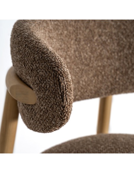 Taburete Erlec Vical Home de Estilo Clásico en Poliéster Color Topo y Madera de Fresno