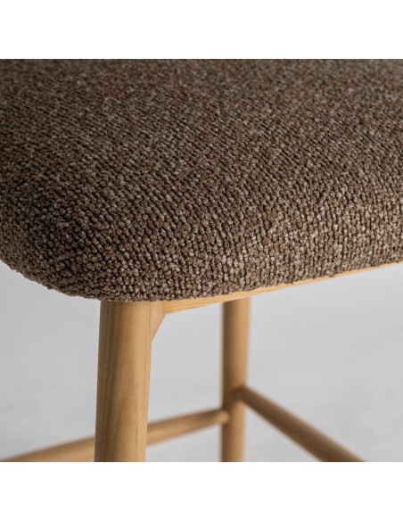 Taburete Erlec Vical Home de Estilo Clásico en Poliéster Color Topo y Madera de Fresno