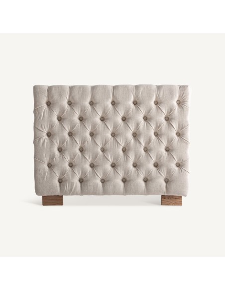 Sillón Genhof Vical Home de Estilo Clásico en Madera de Fresno y Terciopelo Beige