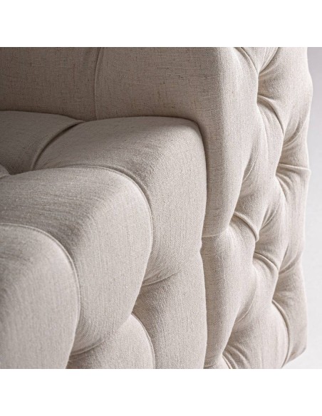 Sillón Genhof Vical Home de Estilo Clásico en Madera de Fresno y Terciopelo Beige